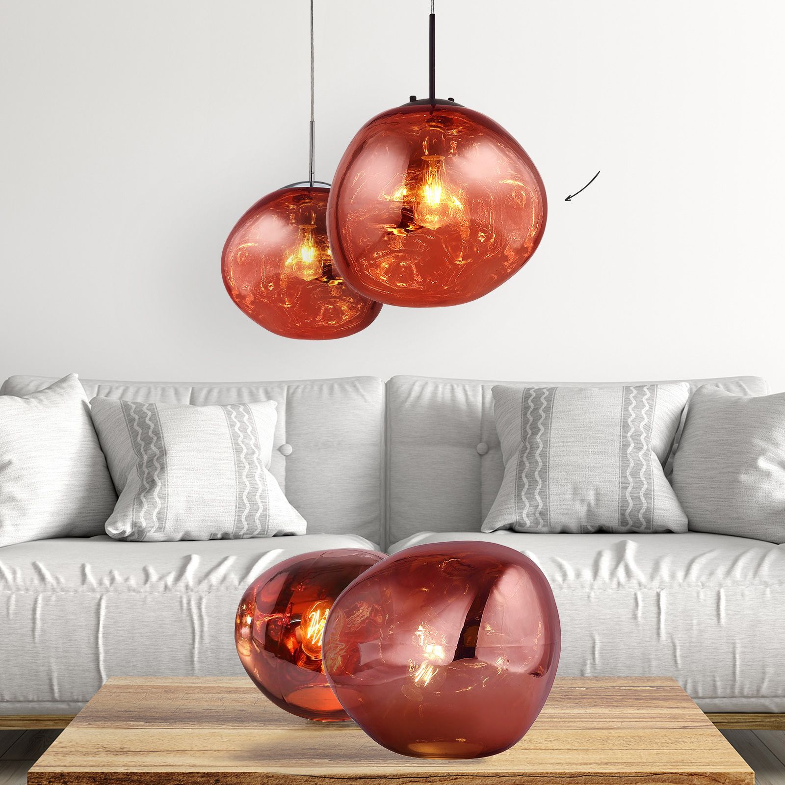 DOTENT | Lámpara colgante roja (Ø 36 x H 160)