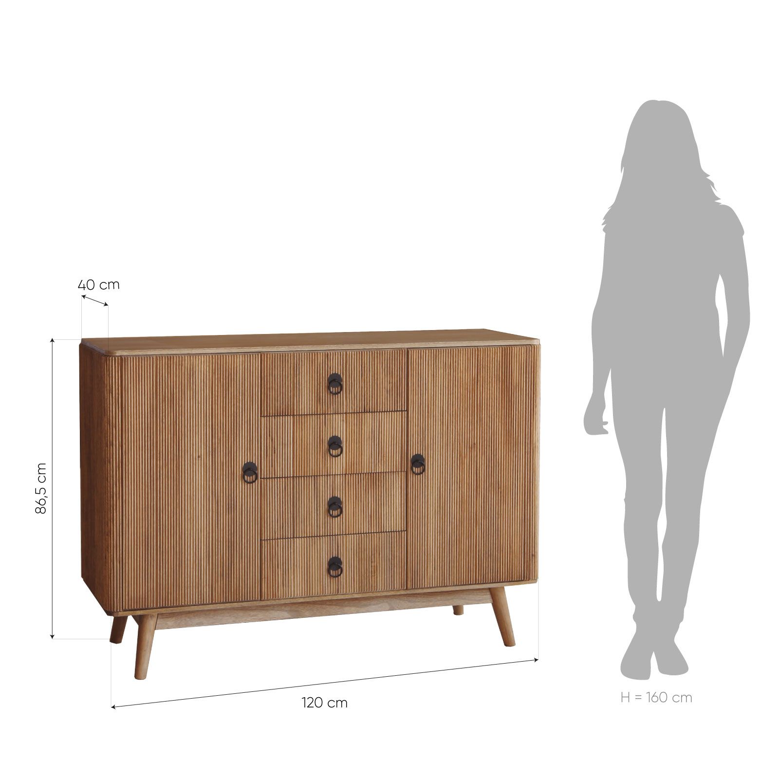 LESSIME | Aparador de madera paulownia (120 x 40 x 86.5)