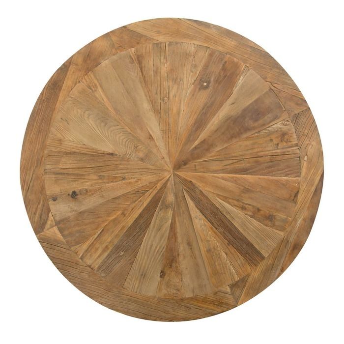 NEGE | Mesa de centro de madera de olmo reciclado y hierro (90 × 90 × 45)
