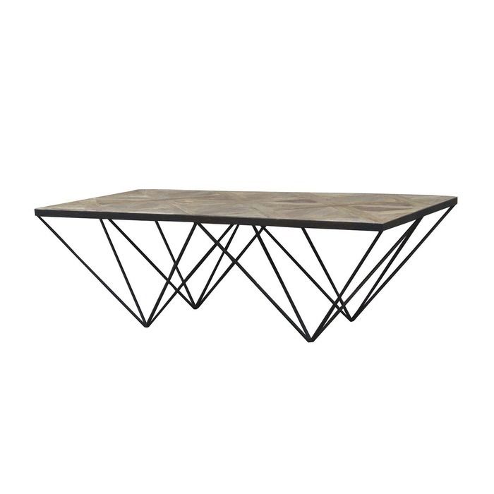 Table basse en bois d'orme recyclé et fer (130 x 70 x 42) | Série Sax