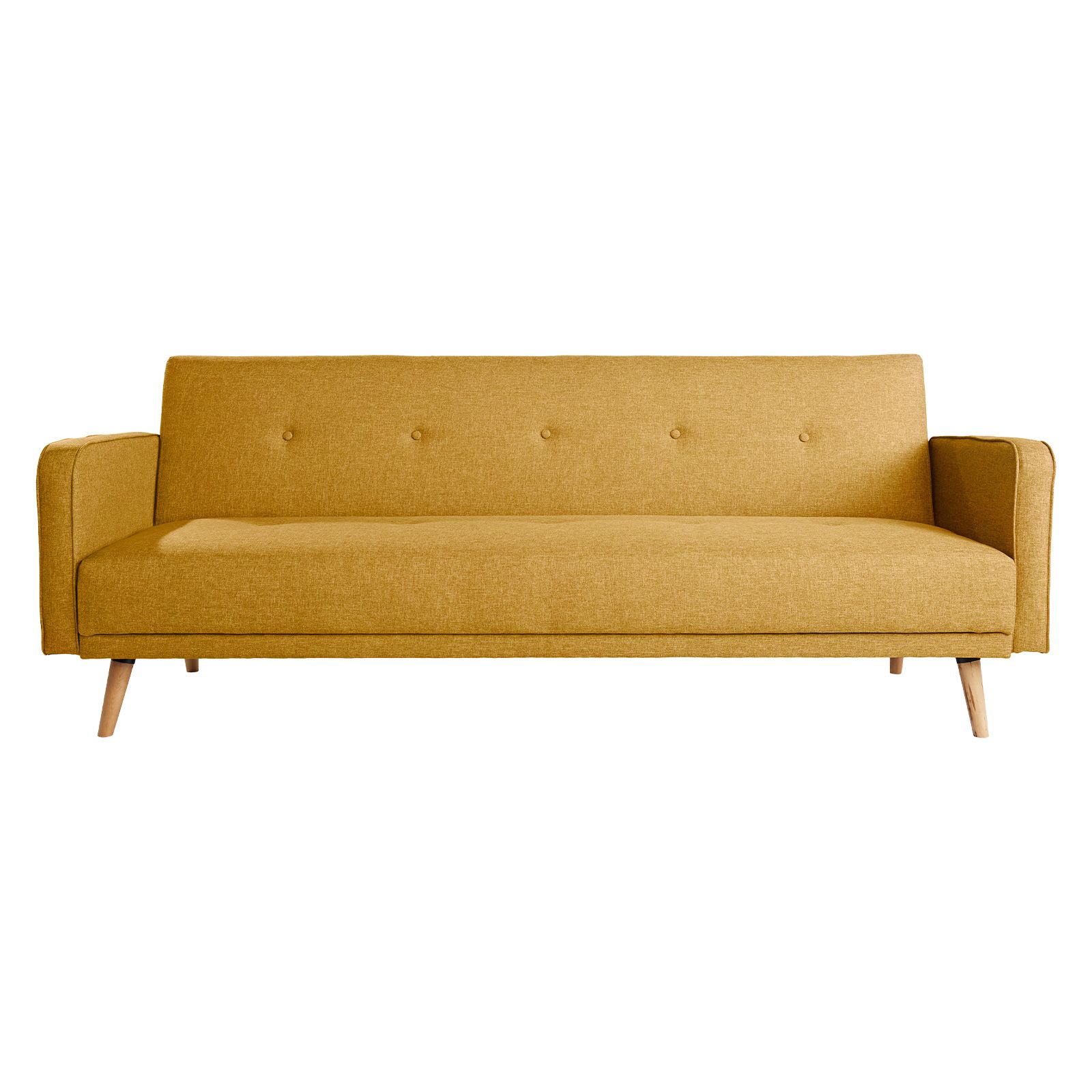 HAMILGON | Sofá cama con brazos tapizado en mostaza (208 x 86 x 81cm)