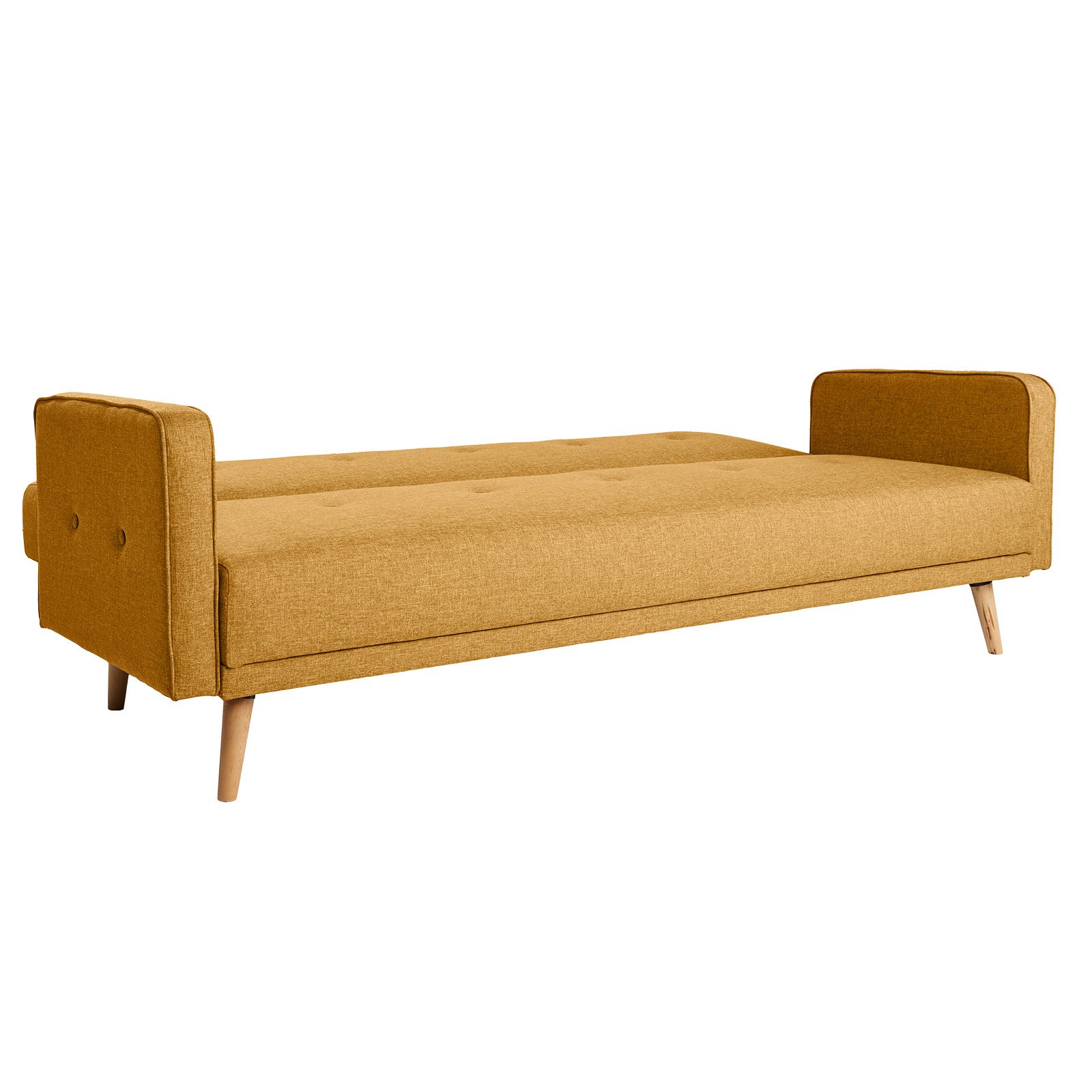 HAMILGON | Sofá cama con brazos tapizado en mostaza (208 x 86 x 81cm)