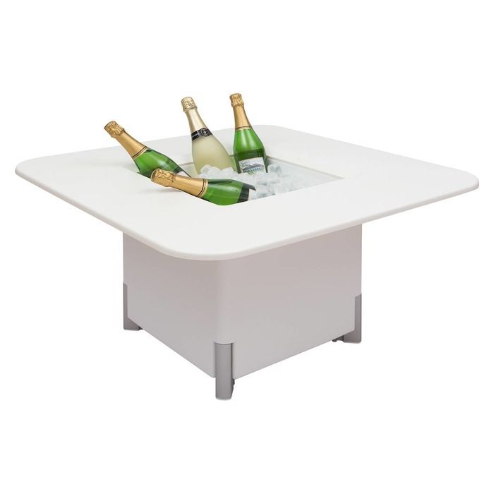 KIT Mediterráneo 45CB | Jardinera modular cuadrada blanca 45h patas aluminio + mesa cuadrada blanca + cubitera cuadrada blanca