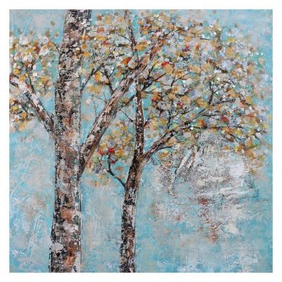 Serie NATURALEZA | Cuadro árboles otoño cielo azul (100 x 100 cm)