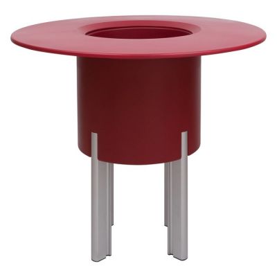 KIT Mediterráneo 75RR | Jardinera modular redonda roja 75h patas aluminio + mesa redonda roja + cubitera redonda negra