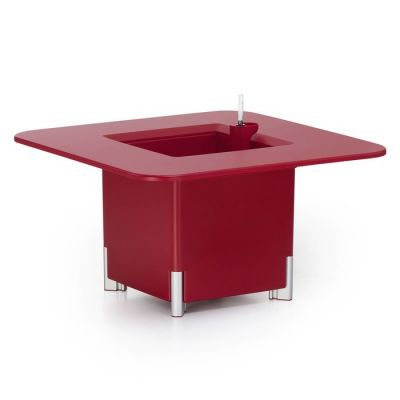 KIT Mediterráneo 45CR | Jardinera modular cuadrada roja 45h patas aluminio + mesa cuadrada roja + cubitera cuadrada negra
