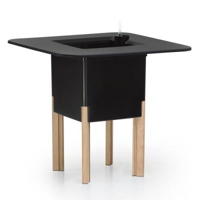 KIT Mediterráneo 75CN | Jardinera modular cuadrada negra 75h patas aluminio color madera + mesa cuadrada negra + cubitera cuadrada negra