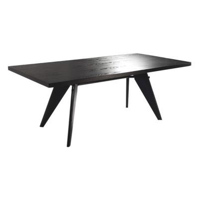 MAMBA | Mesa de comedor color negro en madera natural y metal (190 x 90 x 72 cm) 