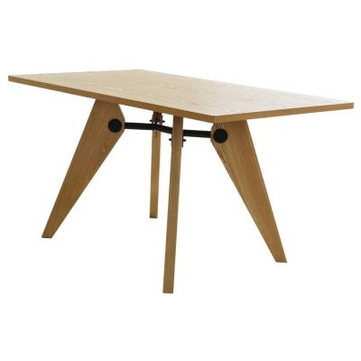 VEGA | Mesa de comedor en madera de fresno natural y metal (130 x 80 x 73 cm)