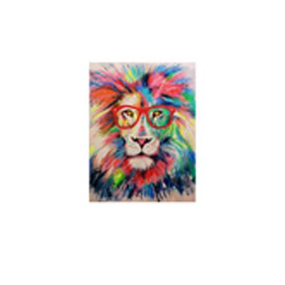 Serie ANIMALES | Cuadro abstracto león con gafas rojas (200 x 140 cm)