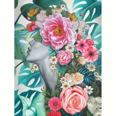 Serie ROSTRO | Cuadro rostro mujer flores (90x120 cm)