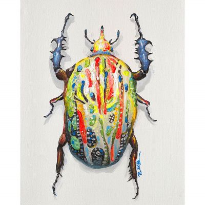 Serie ANIMALES | Cuadro escarabajo multicolor I (40x50 cm)